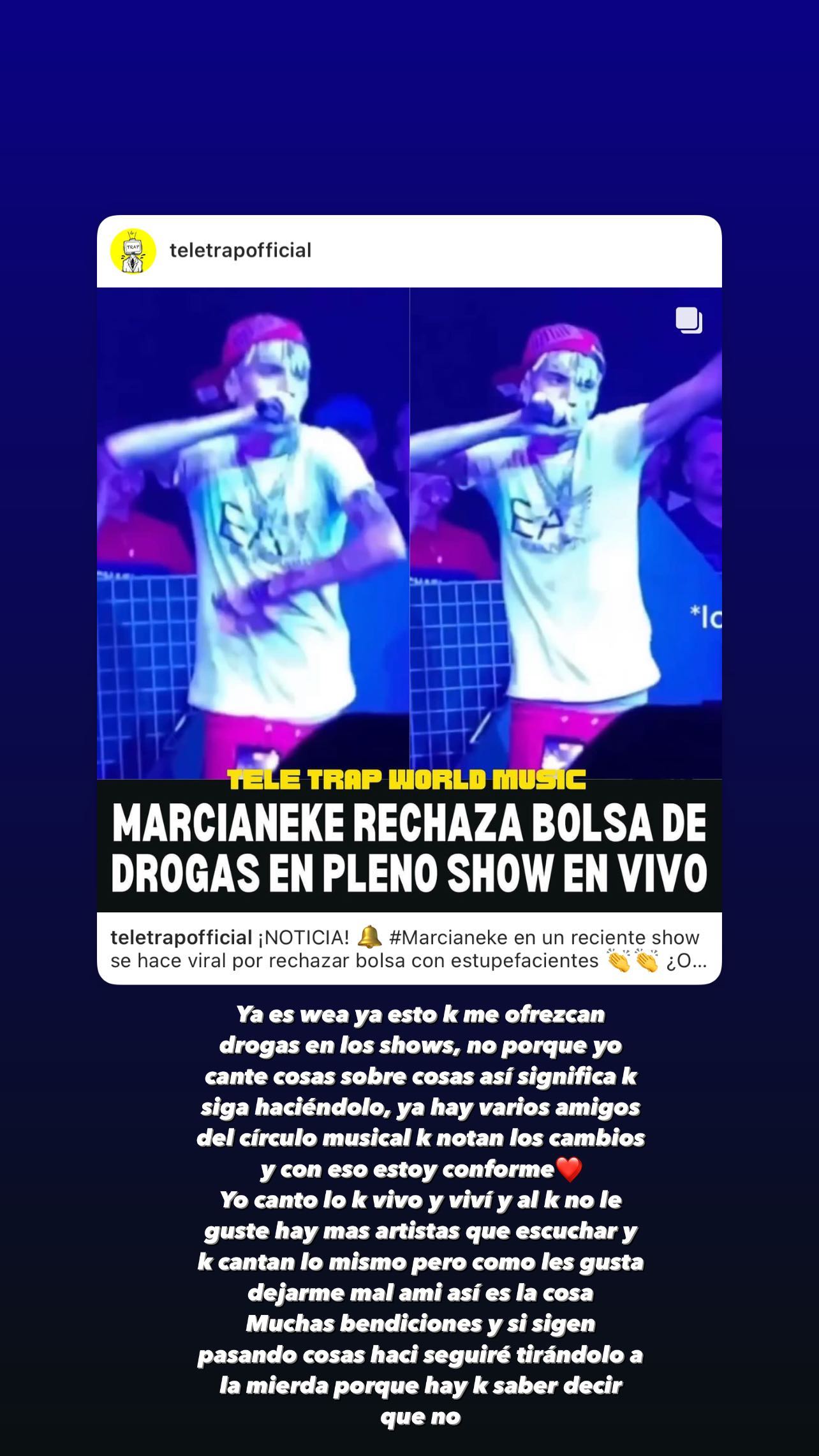 Historia de Marcianeke. Fuente: Instagram (@marcianeke)