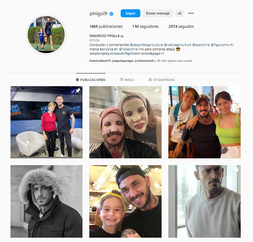 Perfil de Instagram de Mauricio Pinilla luego de las publicaciones eliminadas.