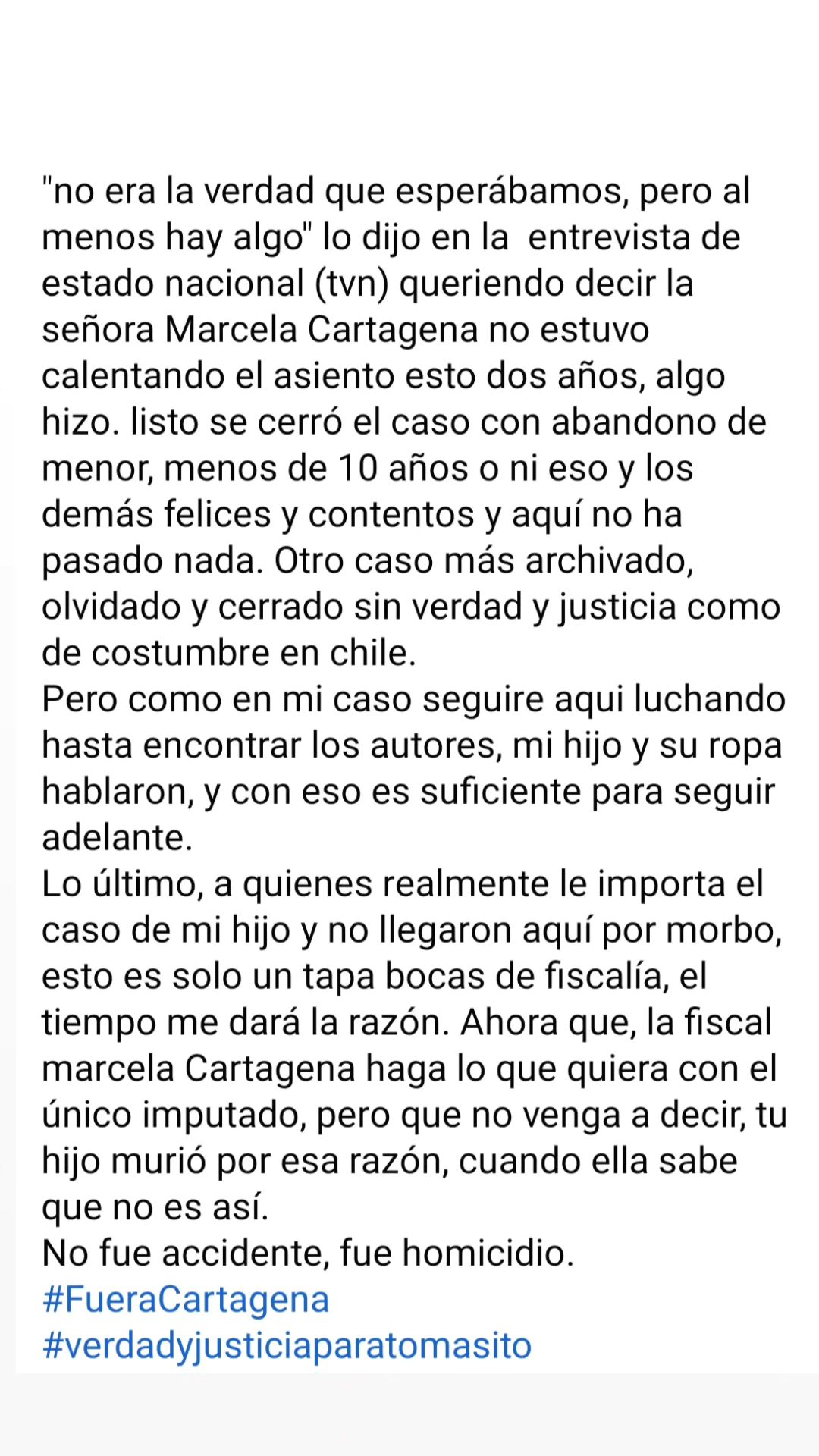 El desahogo de la madre de Tomás Bravo tras formalización de tío abuelo. Fuente: Instagram.