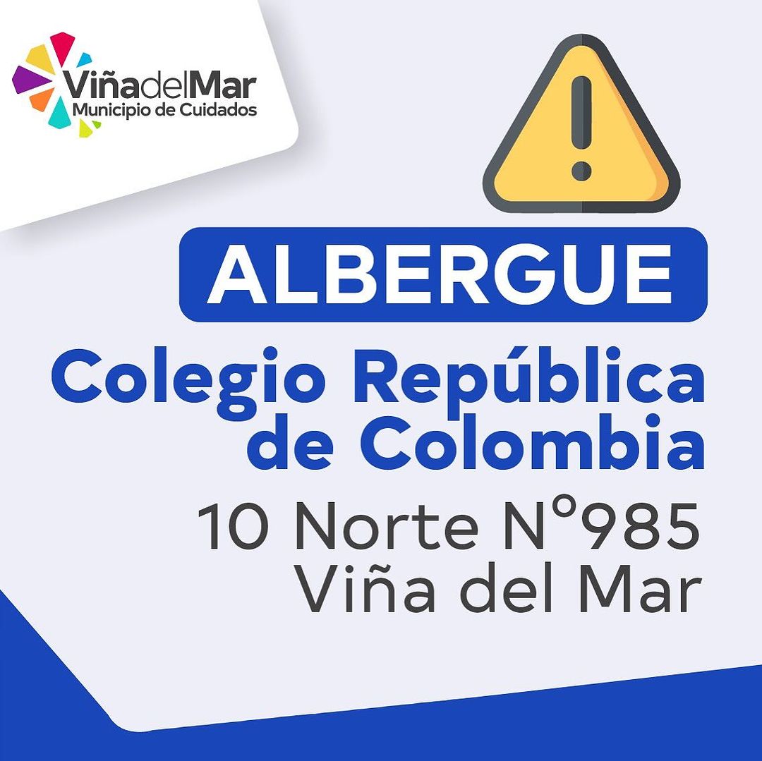 Albergues y centros de acopio habilitados en Viña del Mar.