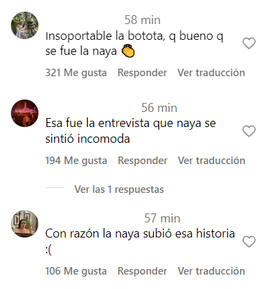 Seguidores de Naya Fácil comentarion en redes de Botota Fox. Fuente: Instagram.