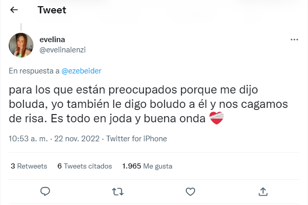 Mujer argentina apostó por Arabia Saudita. Fuente: Twitter (@ezebeider)